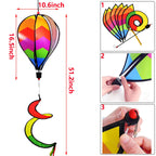 timecity 3pcs Hot Air Balloon Wind Spinner Rainbow Garden Pinwheels Whirligigs Wind Spinner Windmill Striped Rainbow Windsock Rotating Sequins Windmill Wind Twister Hanging Decor