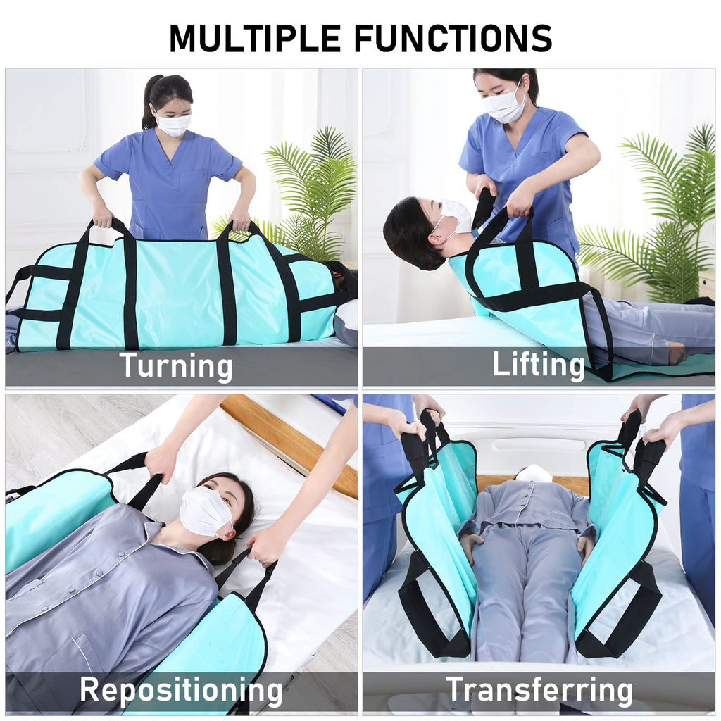 Joiish Positioning Bed Pad with 8 Reinforced Soft Handles, 48" x 40" 500 LBS Load-Bearing Multipurpose Transfer Pad for Turning, Lifting & Repositioning, Washable Draw Sheet for Home & Hospital