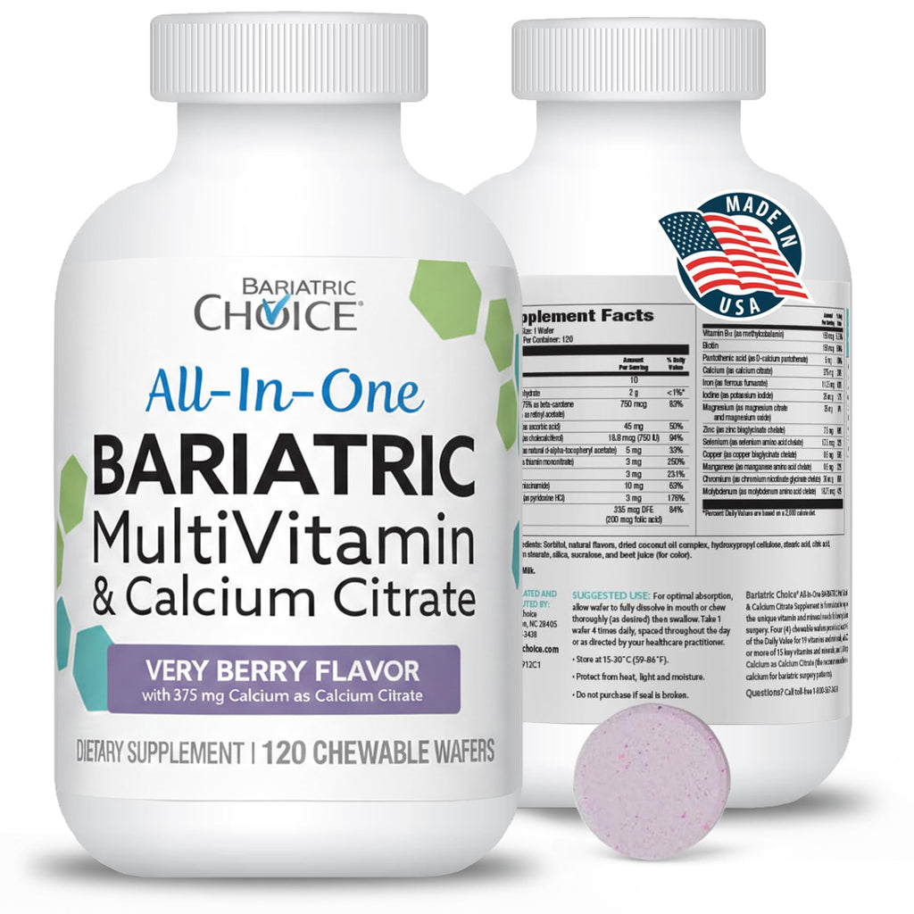 Bariatric Choice All-in-One Chewable Bariatric MultiVitamin with Iron & Calcium Citrate, Very Berry (120ct)