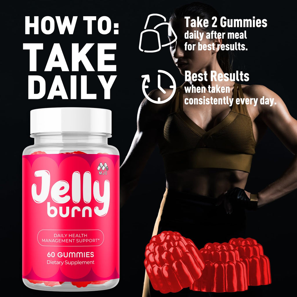 (3 Pack) Jelly Burn Gummies, Official JellyBurn Gummys with Natural Ingredient, Advanced Health & Wellness Vitamin Supplement Formula, Max Strength Active Lifestyle Multivitamin Support (180 Gummies)