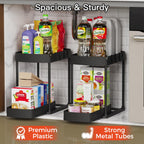 2 Packs Under Sink Pull-Out Storage Organizers, 12.8 Inches, Black