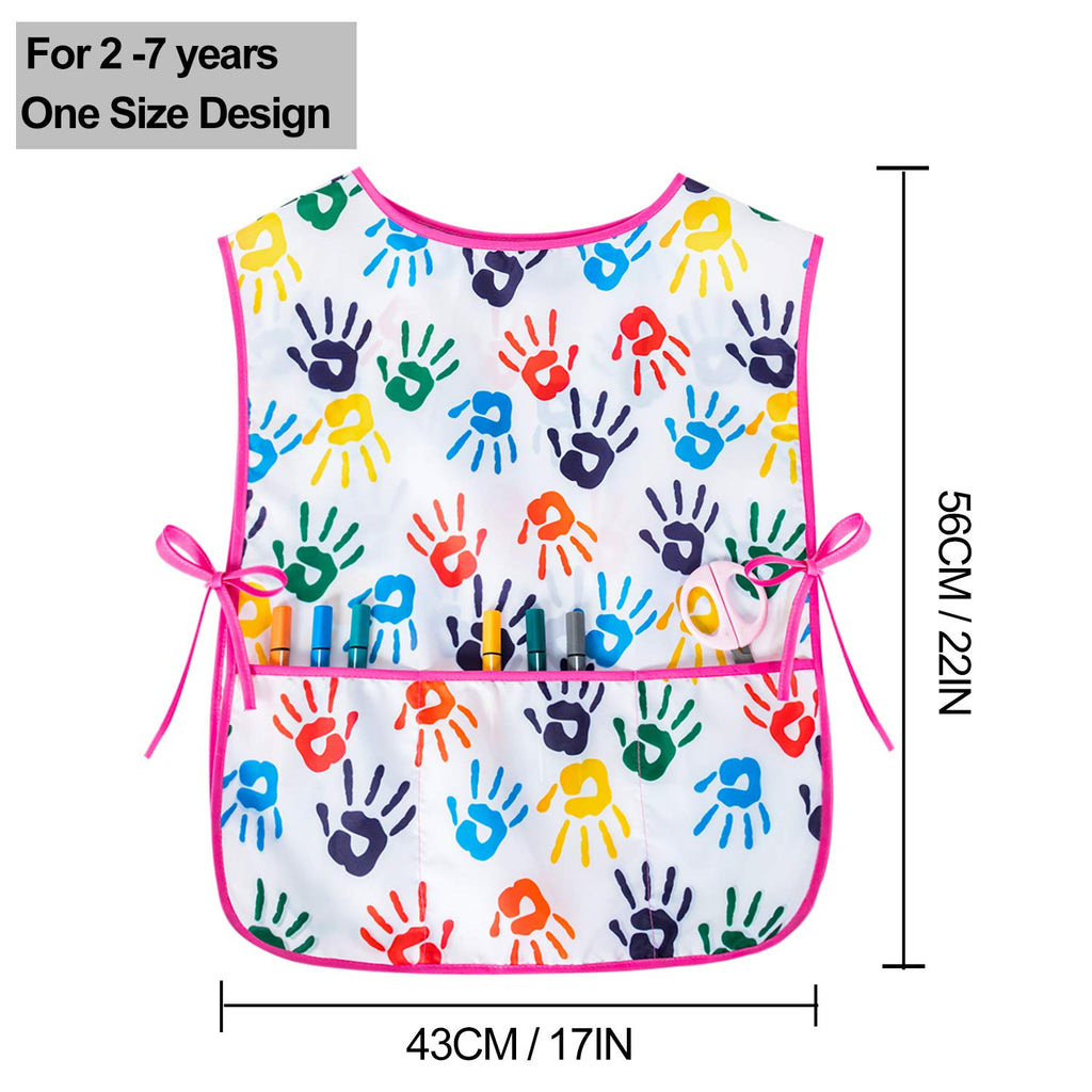 Kids Art Smock Girls Boys Artist Painting Apron with Pockets Sleeveless Smocks for Child 2-7 Years