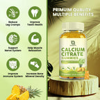 Calcium Citrate 1200mg with Vitamin D3, Calcium Gummies for Women, Calcium Supplements for Bone, Muscle, Immune Support, Sugar Free, Pineapple Flavor - 60 Gummies