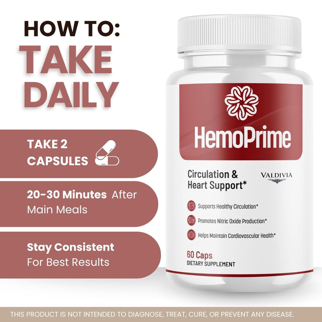 Valdivia (3 Pack) Hemo Prime Capsules - Official HemoPrime Supplement, Premium Formula, Natural Vitamins for Health & Wellness - 180 Capsules for 3 Months