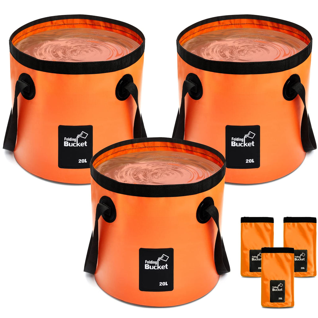 Tessco for you 3 Pcs 5 Gallon Collapsible Bucket with Handle,Orange
