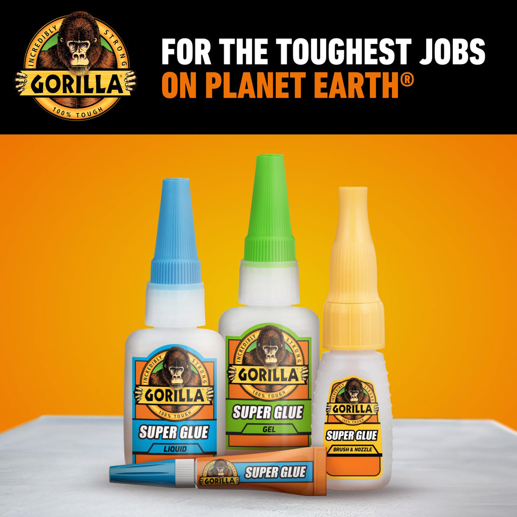 Gorilla Super Glue, Brush and Nozzle Two-Way Applicator, Clear, 12 g