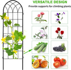 LZRS 71 x 80in Rustic Iron Arch Decoration Garden Trellis with Black Metal Coating – Perfect for Supporting Climbing Plants Outdoor, Roses, Vines, Flowers, and Vegetables.