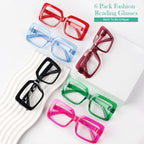 Eyekepper Huge Metalless Reading Glasses with Screwless Spring Hinges 6 Pack Oversized Readers for Women +1.50