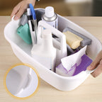 Omirome 2-Pack Large White Cleaning Caddy for Cleaning Supplies with Handle - Portable Plastic Tote Organizer for Shower, Bathroom, Kitchen, Under Sink Storage