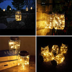 SunKite Solar Mason Jar Lights [Updated], 8 Pack 20 LED Waterproof Fairy Firefly Jar Lids String Lights with Hangers(NO Jars), Patio Yard Garden Wedding Decoration - Warm White