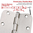 48 Pack Interior Door Hinges Brushed Nickel 3.5 Inch x 3 1/2" Rounded 5/8" Radius 3 ½"Satin Iron Bifold Residential Hinge for French Style Slab Single/Double Doors Hardware Kit Living/Bed Room