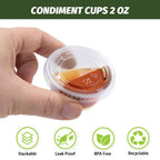 Huifany 400 sets 2 oz Disposable Plastic Portion Cups with Lids, Sturdy Jello Shot Cups, Souffle Cups, Clear Plastic Containers with Lids for Salad Dressing,Condiment and Dipping Sauce