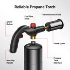 ThermoMaven Powerful Propane Torch, Kitchen Cooking Culinary Torch Lighter, Adjustable Blow Torch for Sous Vide Searing Steak, BBQ, Grill, Campfire Charcoal Starter, Gas Welding Kit(Tank Not Included)