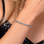 Gem Stone King Gold Plated Sapphire CZ Tennis Bracelet, Blue, White Gold