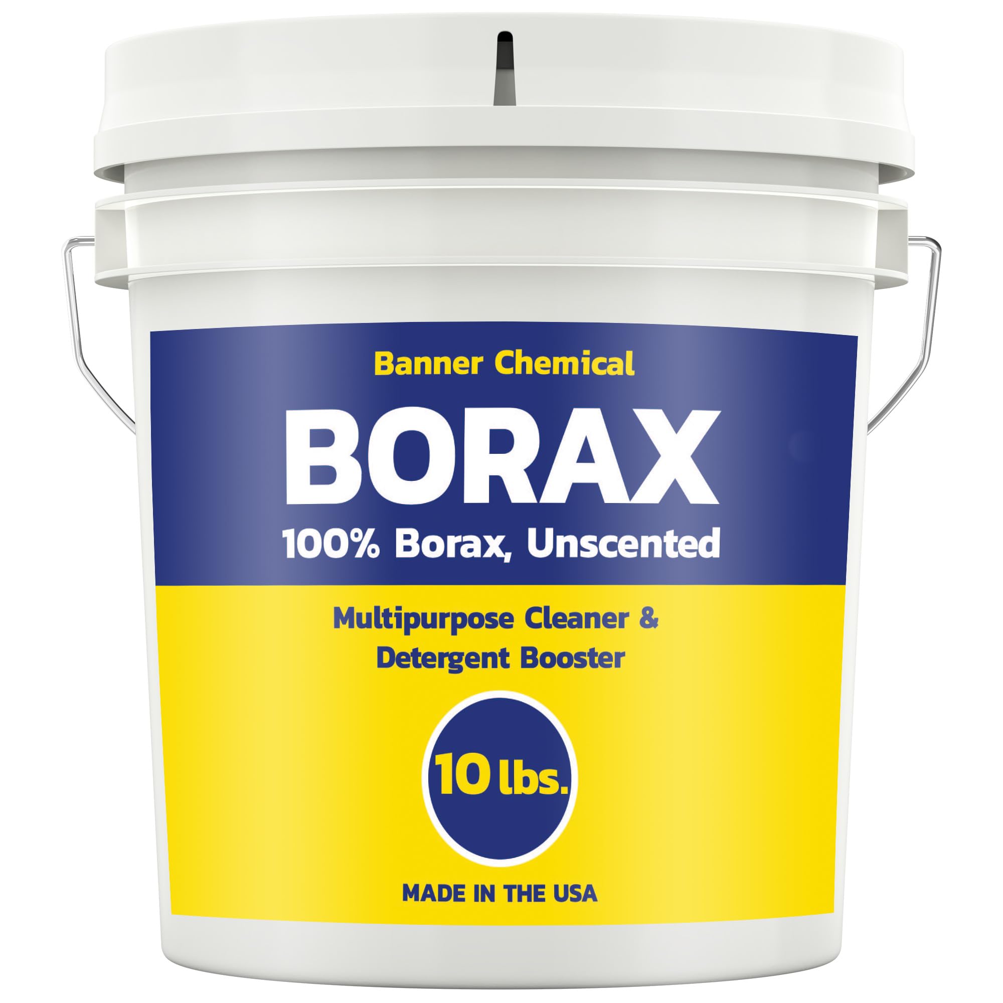 Banner Chemical Raw Borax (10 lbs) - 100% Pure, Unscented, Multi-Purpose Cleaner & Detergent Booster - Natural Household Cleaner and Stain Remover - Made in the USA