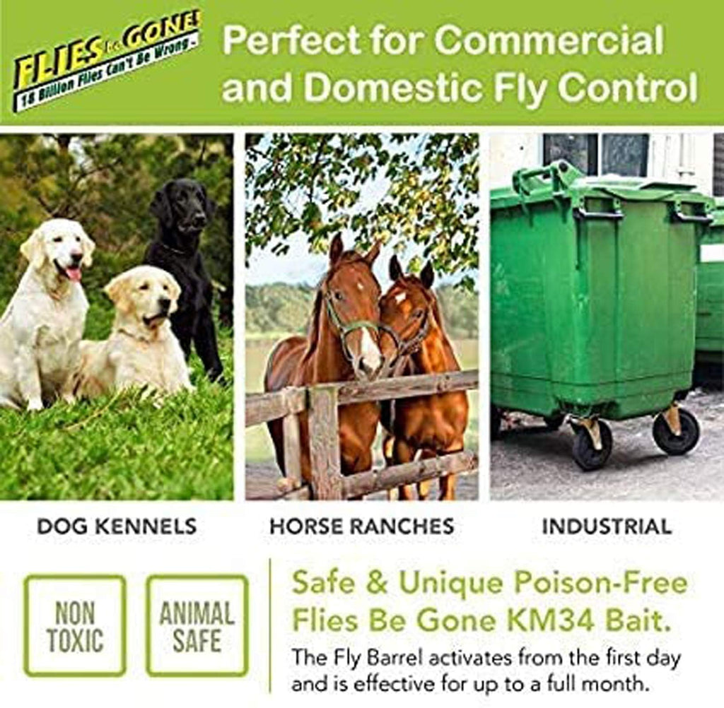 Flies Be Gone Outdoor Fly Trap - Disposable Protein-Powered Attractant Fly Catcher - Natural Attractant Trap for Patios, Ranches. Easy to Use Outdoor Traps, Helps Manage Fly Populations Outdoors