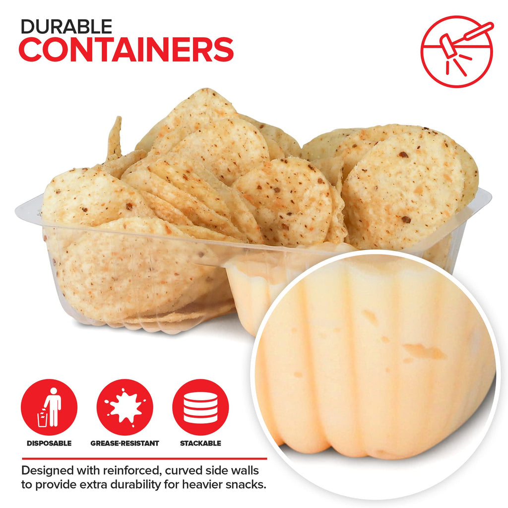 12oz Plastic Nacho Trays (500 Pack) Small Disposable Tray for Nachos & Cheese Dip, Concession Stand Supplies, Movie Night Snacks for Kids, Carnival Party Decorations, Food Boats, Snack Containers
