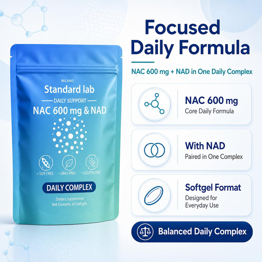 BELANO The Standard Lab NAC 600 mg & NAD Daily Formula, 60 Count