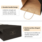 BagDream Gift Bags with Handles 5.25x3x8 Inch Black 50 Pack Bulk