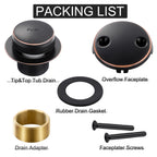 Oil Rubbed Bronze Bathtub Drain Tip-Toe Tub Trim Set with Two-Hole Overflow Faceplate Bathroom Tub Drains Replacement Conversion Kit