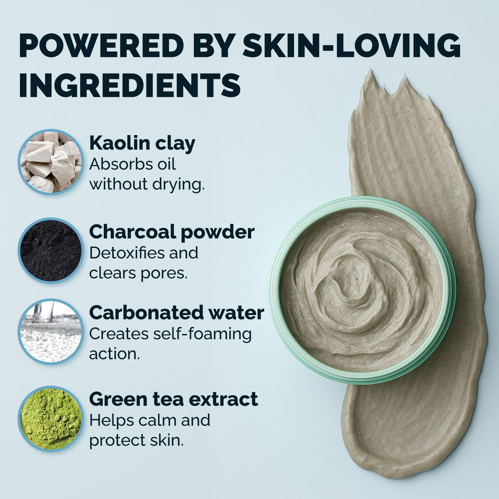 Elizabeth Mott Carbonated Bubble Detox Clay Mask – Korean Skincare for Deep Pore Cleansing, Acne, Blackheads & Oil Control – Charcoal Face Mask for Breakouts & Smooth Skin – Cruelty-Free, 3.53 oz