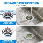 zaa Kitchen Sink Drain Strainer - Kitchen Sink Stopper, 304 Stainless Steel Sink Drain Stopper, Sink Protector for Kitchen with Anti-Clog Filter, Fit US Standard 3-1/2'' Sink Drain Hole, Nickel