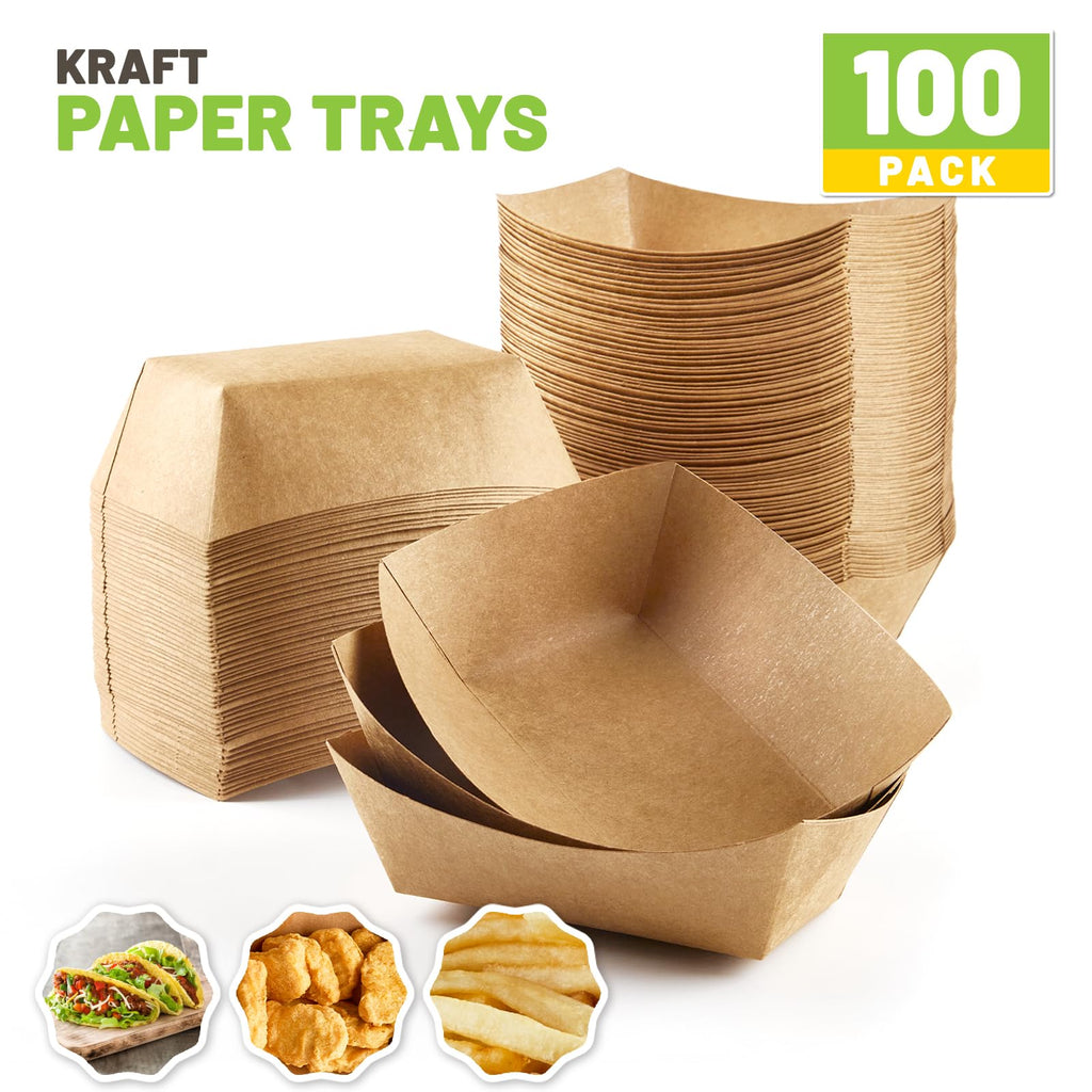 ZORRITA 100 Pack 1 Lb Small Paper Food Trays