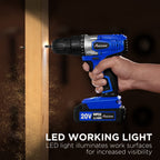 AVID POWER 20V Cordless Drill Set for Home DIY & Beginner Projects - Lightweight Power Drill with Battery Charger & 22 Bits, Variable Speed, 3/8" Keyless Chuck, Ideal for Furniture Assembly (Blue)