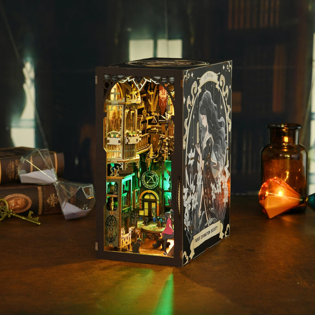 TOYQI DIY Book Nook Kit, Miniature House Dollhouse Kit for Adult and Teens, Book Nook Kits for Adults, Booknook Bookend Alley Model Build with Dust Cover