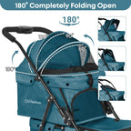 Double Pet Stroller for Dogs and Cats,Cat Strollers for 2 Cats,Double Dog Stroller for 2 Small Medium Dogs,4 Lockable Wheels/Lightweight/Folding,Green