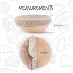 DOYOLLA Round Bread Dough Proofing Rising Rattan Baskets(Set of 2, 9 inch) w/Liners for Home Sourdough Bread Bakers