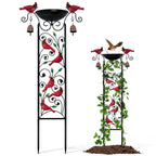 Cardinal Bird Garden Trellis with Wind Chime, Outdoor Yard Decor