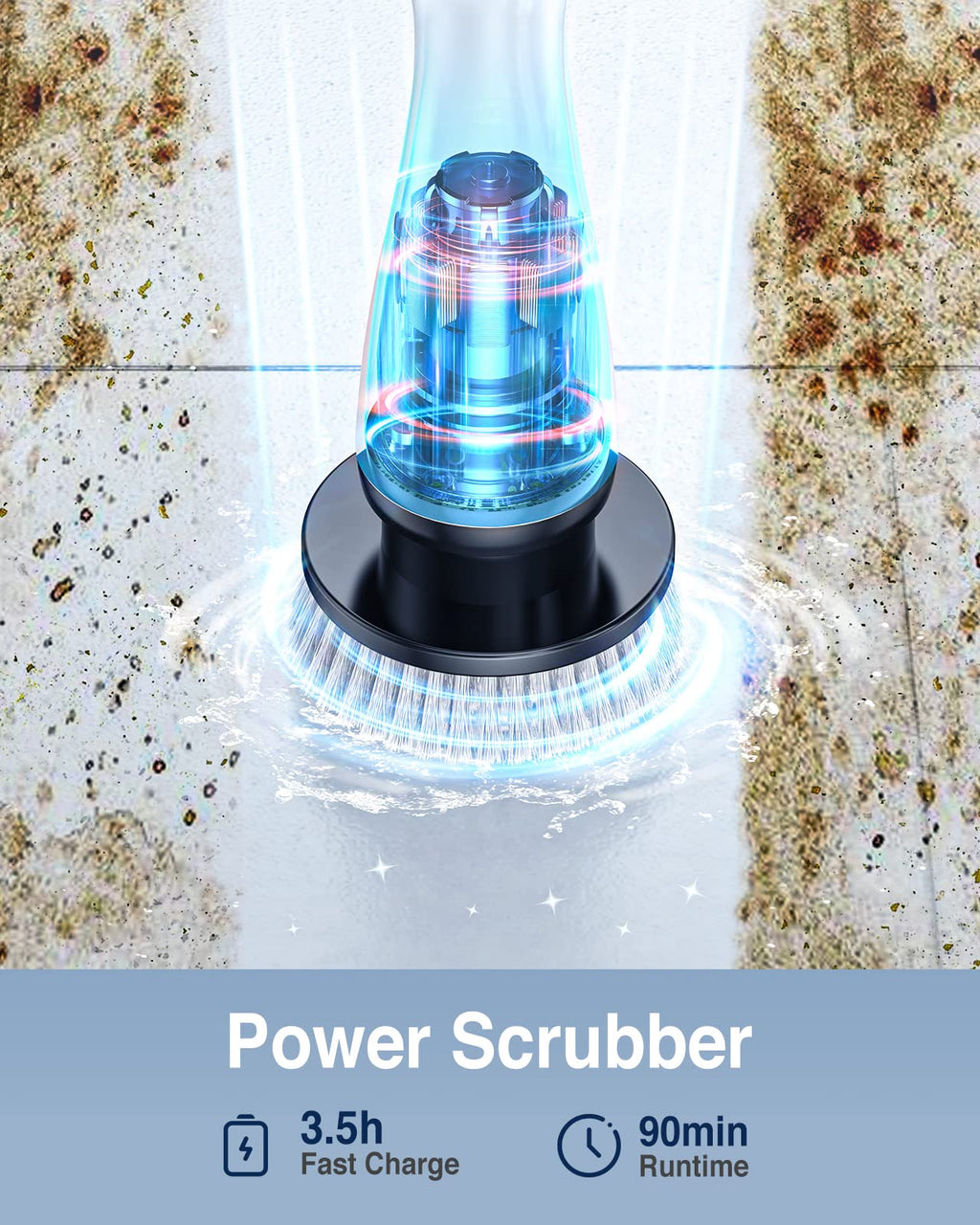 Electric Spin Scrubber, Cordless Cleaning Brush Scrubber with 7 Replaceable Brush Heads and Adjustable Extension Handle, IPX7 Waterproof Power Cleaning Brush for Bathroom Tub Floor Tile Shower