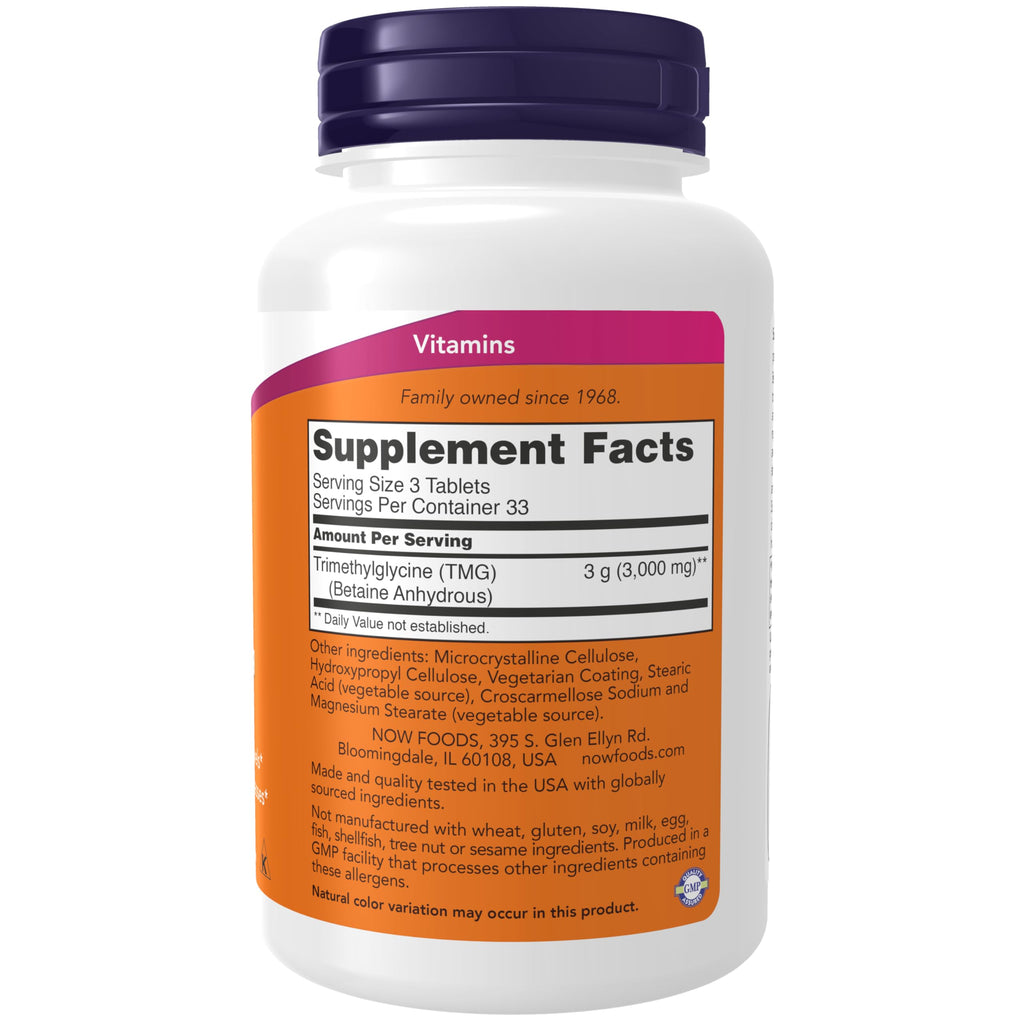 Now Foods Extra Strength TMG 1,000 mg Tabs, 100 ct