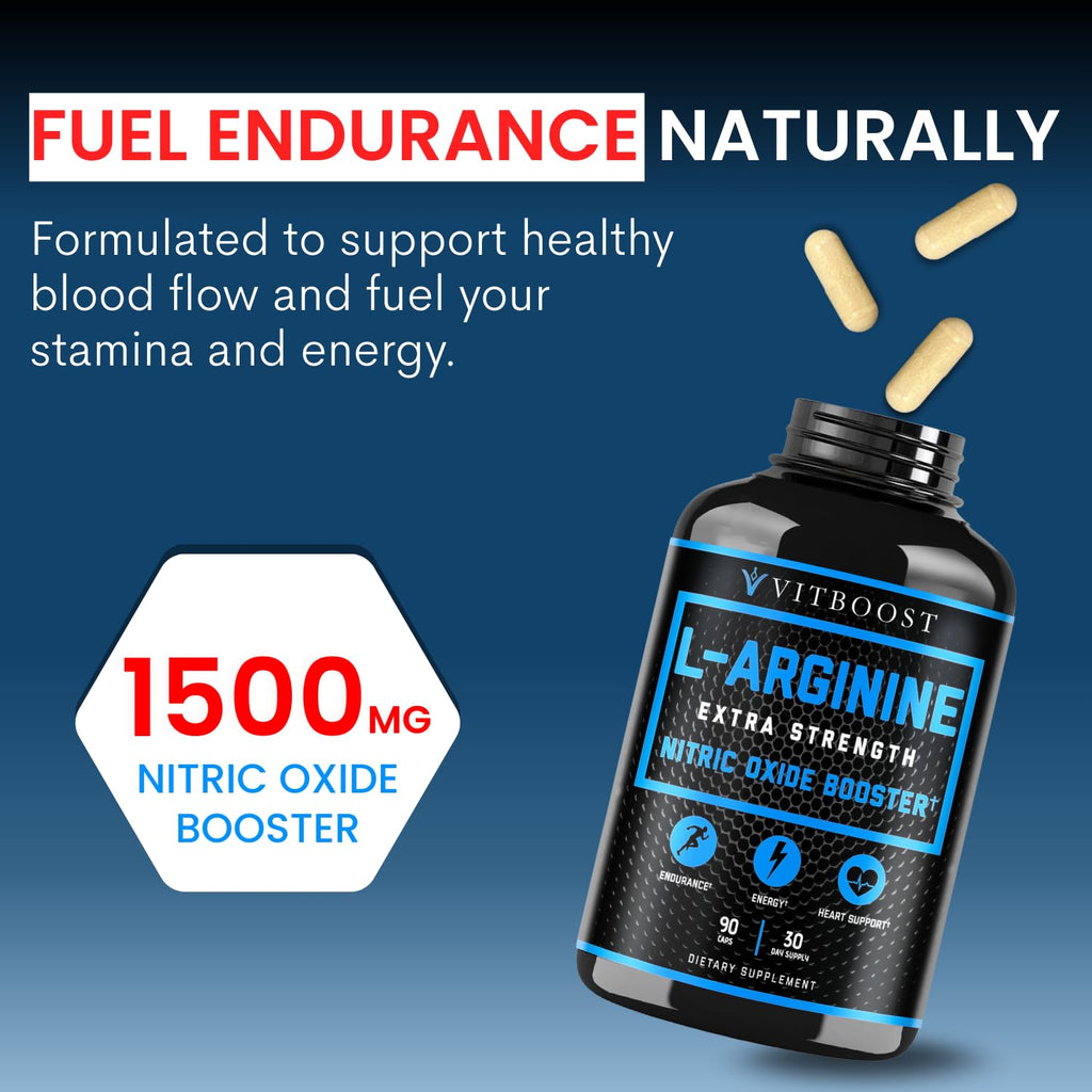 L Arginine Capsules with L-Citrulline 1500mg - Nitric Oxide Booster for Stamina, Muscle, Energy & Vascularity - L-Arginine and Essential Amino Supplement for Extra Strength | 30 Days Supply | 90 Count
