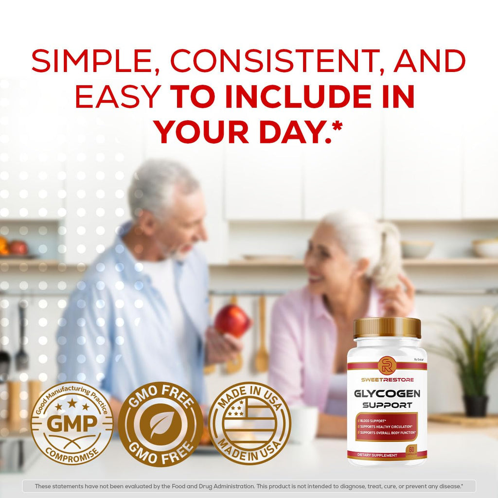 Sweet Restore Glycogen Support - Official Sweet Restore Capsules Advanced Formula with All Natural Ingredients, SweetRestore Glyco Pills for Wellness & Health, 60 Capsules for 1 Month