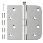 Luxbaro 6 Pack Brushed Nickel Door Hinges 4 Inch, Exterior Door Hinges with Square & 5/8" Radius, Removable Pin, Perfect for Heavy-Duty Front & Back Door, Antirust & No Squeaks