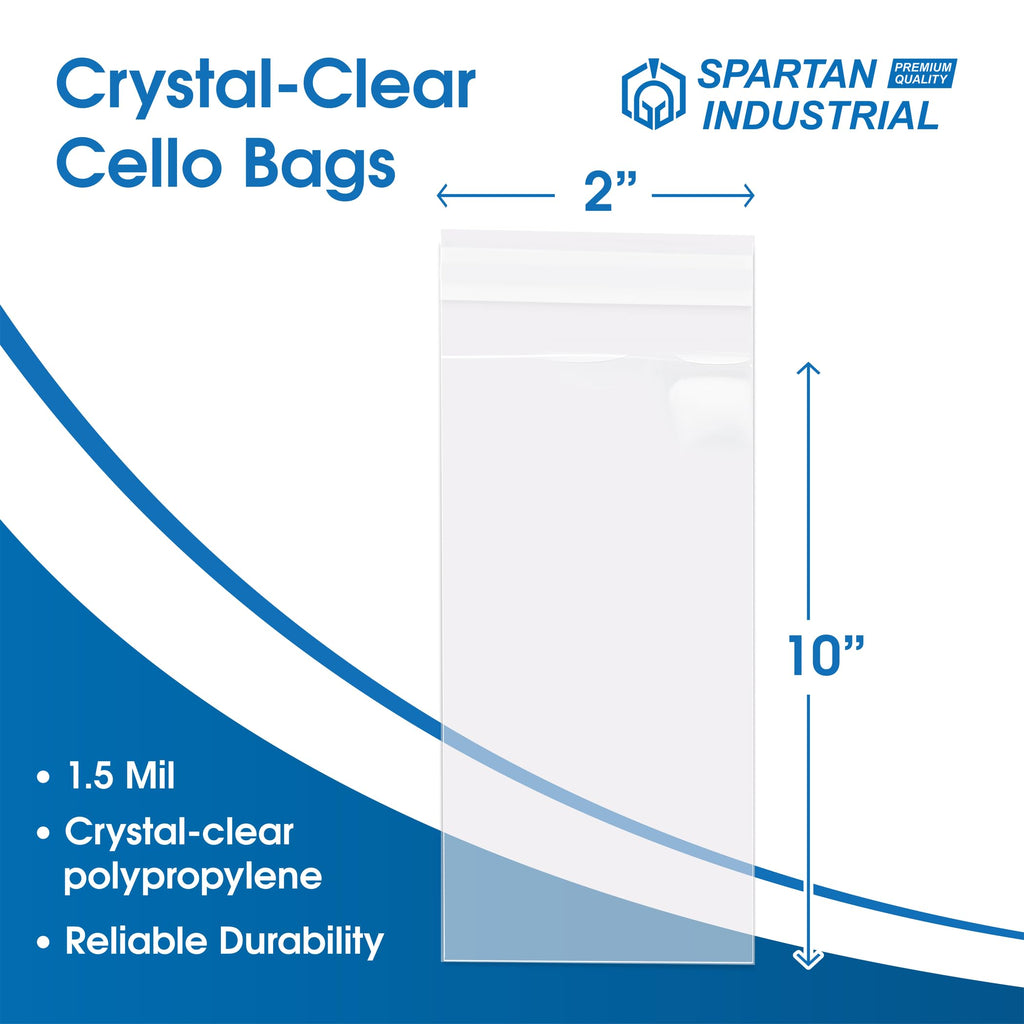 2" X 10" Self-Sealing Cellophane Bags (1000 Count) Clear Treat Bags