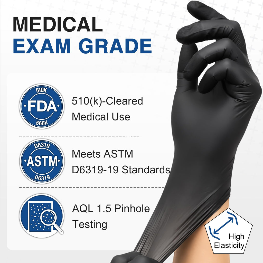 Schneider Black Nitrile Gloves, Gloves Disposable Latex Free, Powder Free