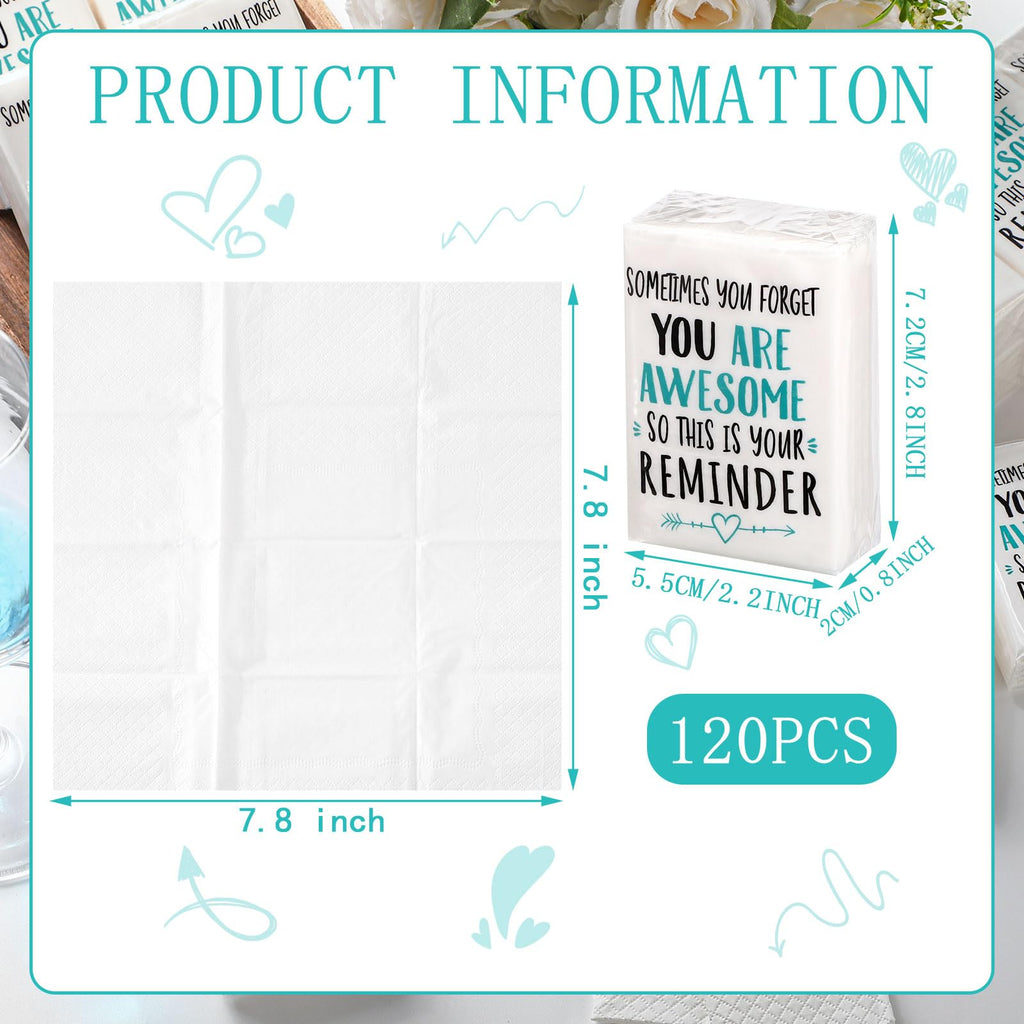 Fuutreo 120 Packs Pocket Tissues Travel Packs Bulk Motivational Facial 3 Ply Inspirational Pocket Travel Tissue Small Size Paper Individual Pockets Size for Appreciation Gifts Wedding