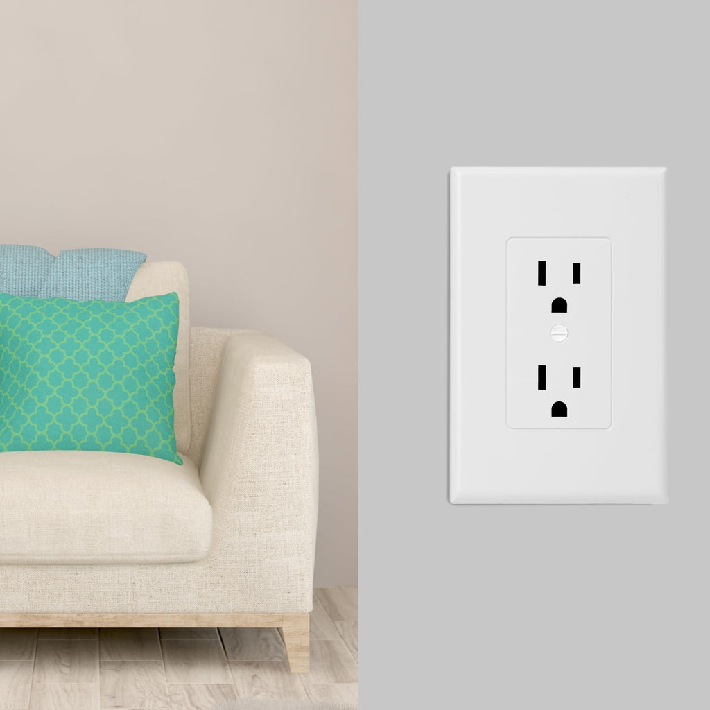 Bates- 1-Gang Duplex Wall Plate, 3.18"x 4.98", 20 Pack White
