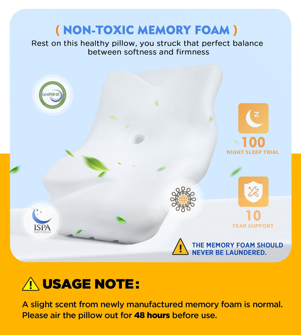 Osteo Cervical Pillow for Neck Pain Relief, Hollow Design Odorless Memory Foam Pillows with Cooling Case, Adjustable Orthopedic Bed Pillow for Sleeping, Support for Side Back Sleepers