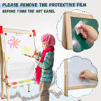 Easel for Kids,Adjustable Wooden Art Easel for Kids,114+ Art Supplies,Double Sided Magnetic Chalkboard and White Board for Kid,Drawing and Painting for Aged 2-4,5-7,8-12,2 Paper Rolls