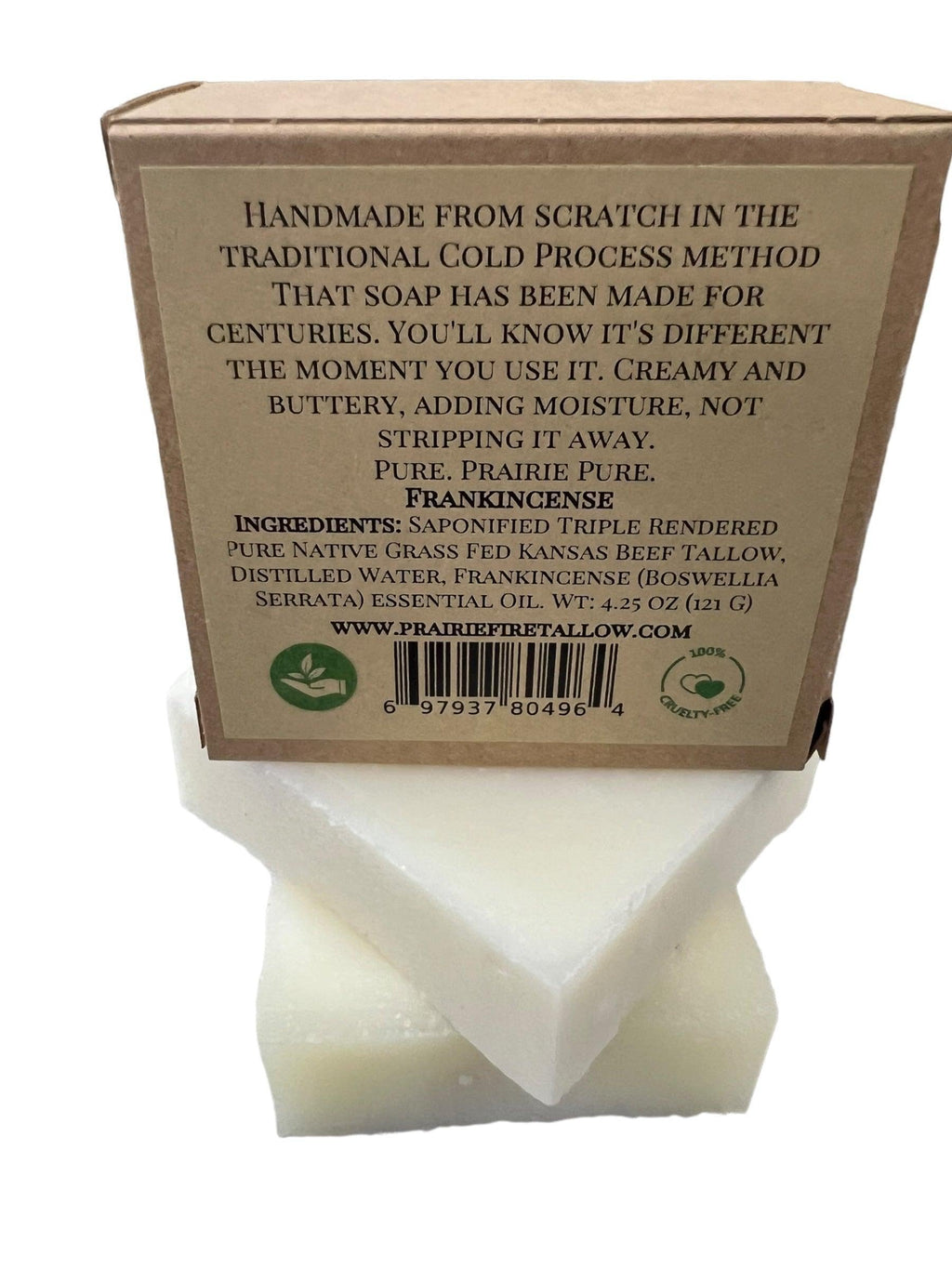 Pure Beef Tallow Soap Bar, (3 Pack) Grass Fed and Finished - Face, Body and Hair - Cleans, Moisturizes, Soothes, and Hydrates. Natural and Organic Frankincense