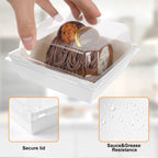 Kosotody 50 Pack Charcuterie Boxes with Clear Lids, 4 Inches White Oil-Proof Kraft Paper Food Containers Bakery Boxes for Sandwich, Cookies, Hot Cocoa, Cupcakes and Strawberries(White)