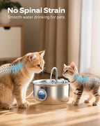 Cat Water Fountain Stainless Steel: Cat Fountain for Drinking - 88oz/2.6L