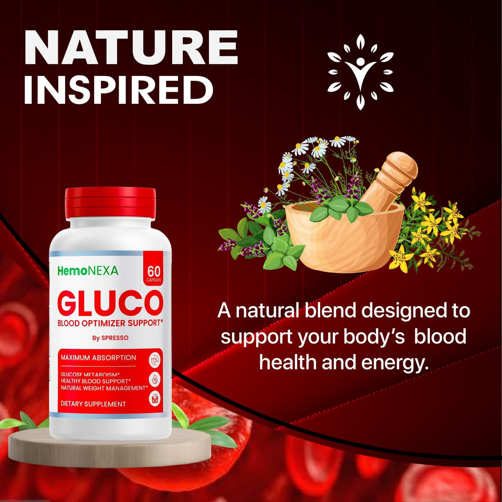 (2 Pack) Gluco Blood Optimizer Capsules, Official Gluco Blood Optimizer Supplement with All Natural Ingredients, All Natural Maximum Strength Formula for Daily Health Support (120 Count)