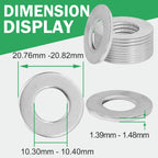 Zernmiarder 3/8" Stainless Steel Flat Washers - 13/16" Outside Diameter, 304（18-8） Stainless Steel Washers Metal Washer for Screws Bolts, Pack of 100