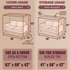 Wowfit Furniture Cover Dust-Proof Moving Bag for Loveseat, Sofa & Boxes – Clear, Odorless Plastic - 4mil-Thick – 68.1W x 42D x 62/41H Inches