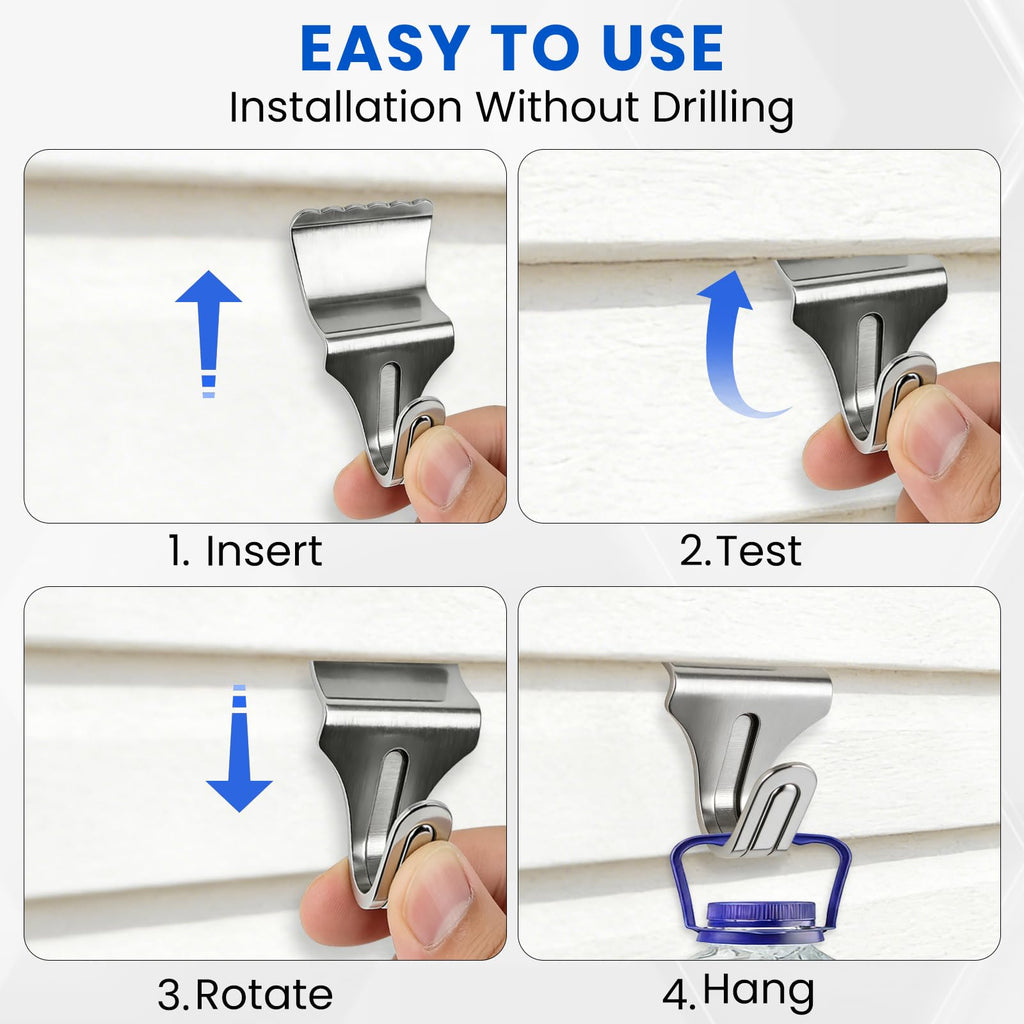 FURWEY Vinyl Siding Hooks, 20 Pack, Heavy Duty Stainless Steel